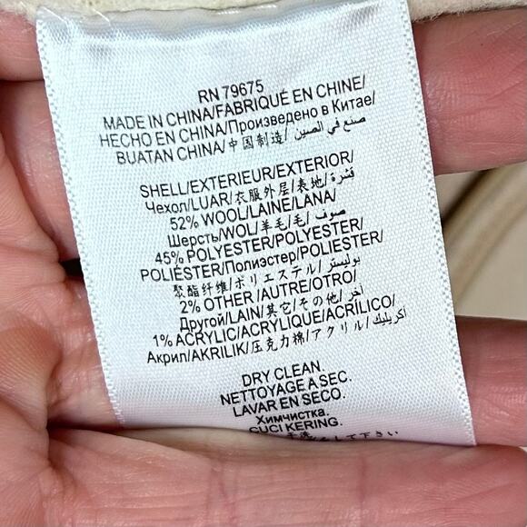 BCBG MaxAzria long vest medium cream wool minimalist quiet luxury cream Thrones - Picture 15 of 15